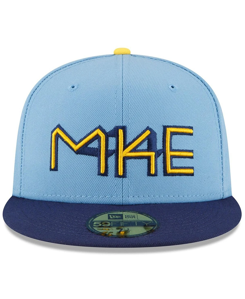 Men's New Era Powder Blue Milwaukee Brewers City Connect 59FIFTY Fitted Hat