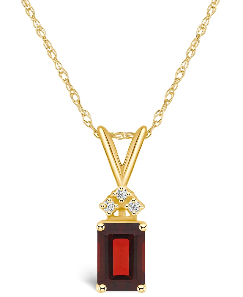 Garnet (1-1/ ct. t.w.) and Diamond Accent Pendant Necklace 14K Yellow Gold or White