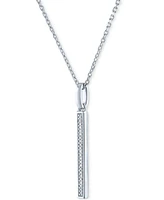 Diamond Accent Vertical Bar Pendant Necklace in Sterling Silver, 16" + 2" extender