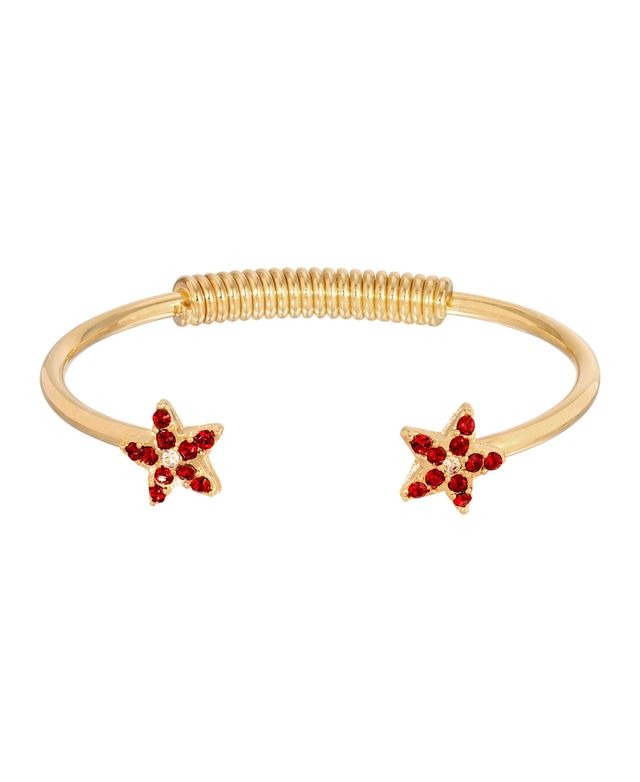 2028 Gold-Tone Crystal Siam Red Star Spring Bracelet