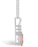 Macy's Morganite (1-1/7 Ct. T.w.) and Diamond (1/10 Ct. T.w.) Pendant Necklace in 14K White Gold