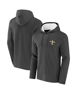 Men's Nfl x Darius Rucker Collection by Fanatics Heathered Charcoal New Orleans Saints Waffle Knit Pullover Hoodie