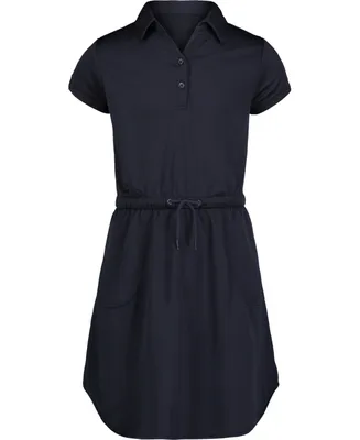 Nautica Big Girls Plus Uniform Drawstring Short Sleeve Performance Dress