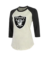 Women's Majestic Threads Davante Adams Cream, Black Las Vegas Raiders Player Name & Number Raglan 3/4-Sleeve T-shirt