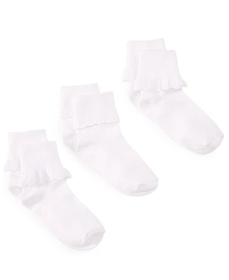 Trimfit 3-Pack Scalloped Socks, Little Girls & Big