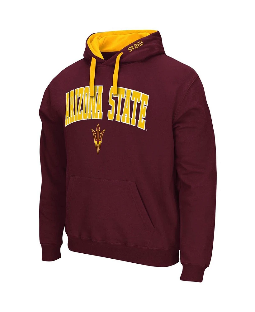Men's Colosseum Maroon Arizona State Sun Devils Big and Tall Arch & Logo 2.0 Pullover Hoodie