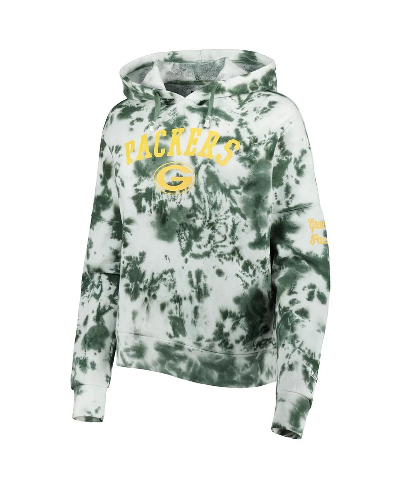 Women's New Era Green Bay Packers Cloud Dye Fleece Pullover Hoodie