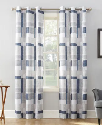 Valerie Blockade Geometric Blocks Semi-Sheer Grommet Curtain Panel