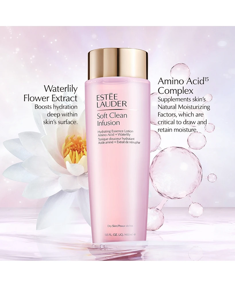 Soft Clean Infusion Hydrating Skin Essence Face Lotion with Amino Acid + Waterlily, 13.5 fl oz.