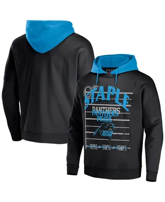 Men's Nfl X Staple Black Carolina Panthers Oversized Gridiron Vintage-Like Wash Pullover Hoodie