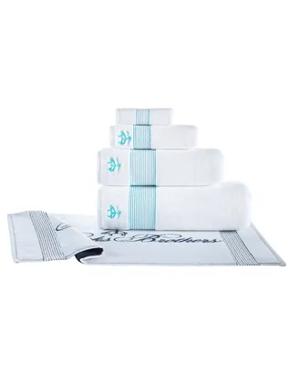 Brooks Brothers Rope Stripe Border 6 Piece Turkish Cotton Towel Set