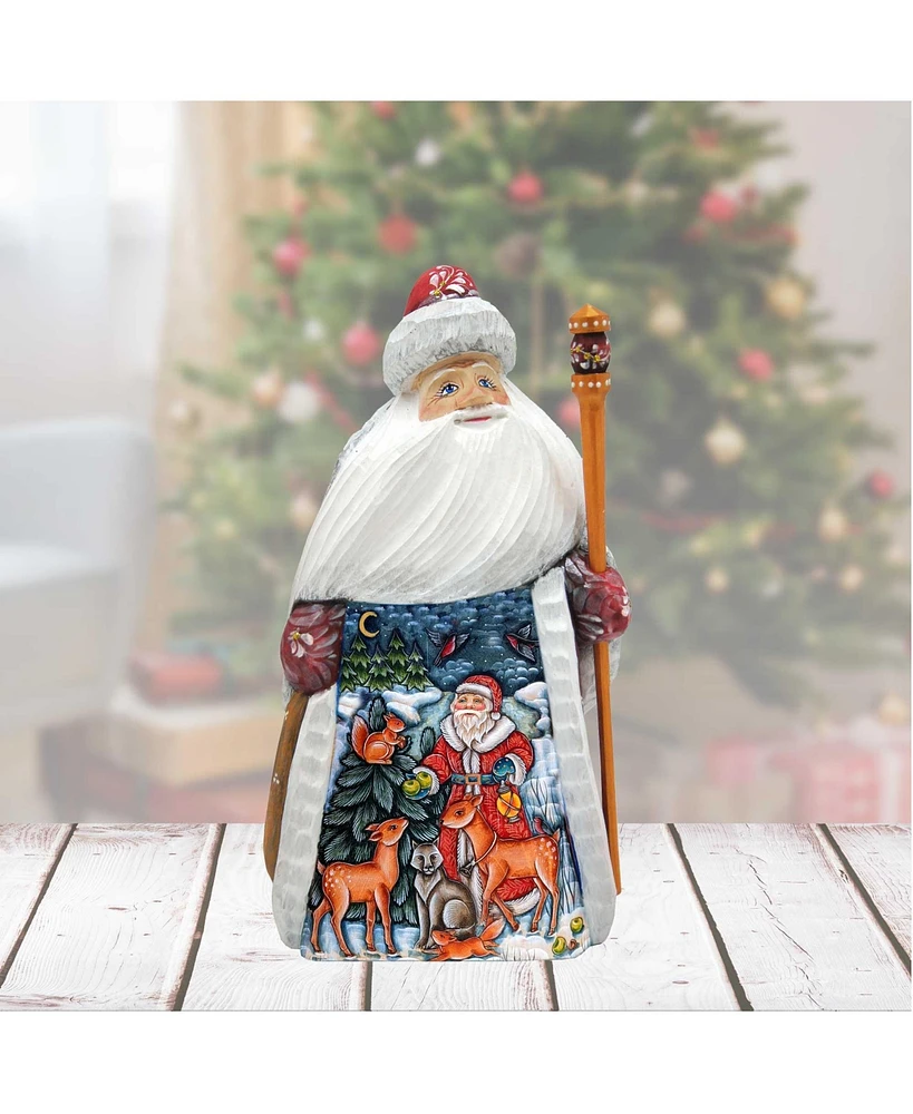G.DeBrekht Santa The Animal Whisperer Wood Carved Holiday Figurine