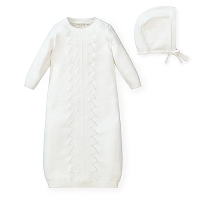 Hope & Henry Baby Boys Sweater Gown and Bonnet Set