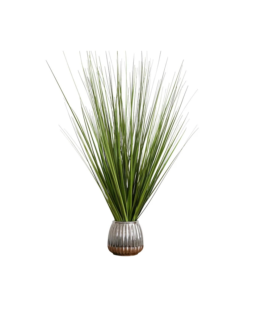 Desktop Artificial Foliage in Ribbed Ceramic Pot, 29"