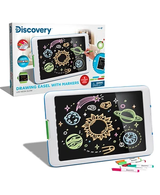 Discovery Neon Glow Drawing Easel w/ 6 Color Marker, Light Modes
