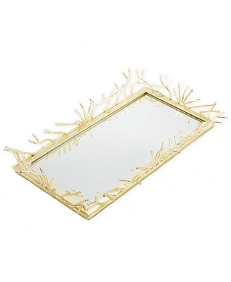 Classic Touch Rectangular Decorative Mirror Tray Design Border, 12" x 6"