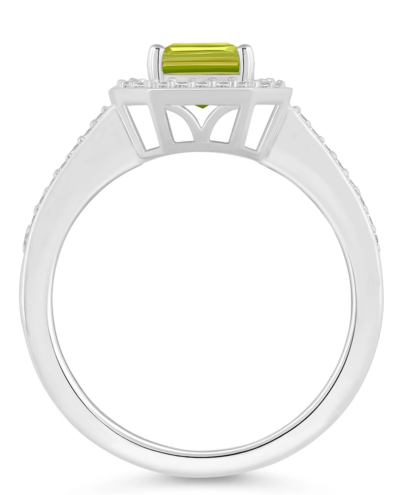 Macy's Peridot (1-2/3 ct. t.w.) and Diamond (1/5 Halo Ring Sterling Silver