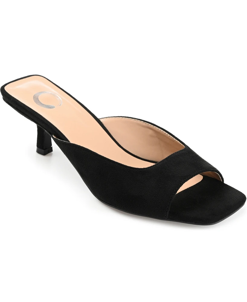 Journee Collection Women's Larna Square Toe Slip On Kitten Heels