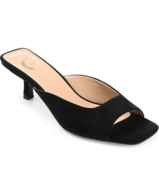 Journee Collection Women's Larna Square Toe Slip On Kitten Heels