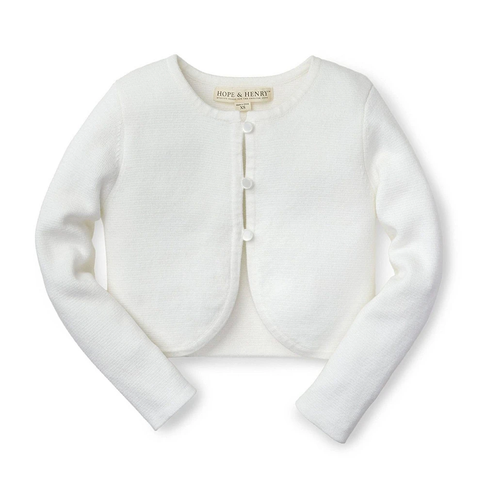 Hope & Henry Girls Cropped Curved Hem Cardigan