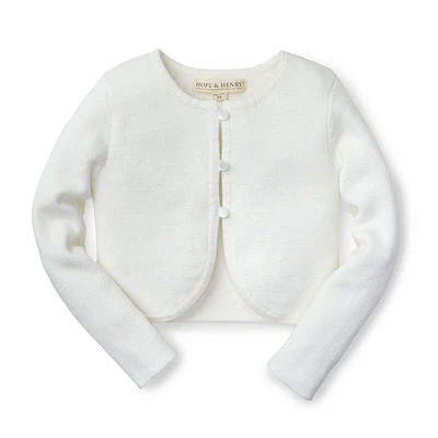 Hope & Henry Girls Cropped Curved Hem Cardigan