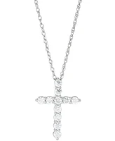 Grown With Love Lab Diamond Cross Pendant Necklace (1 ct. t.w.) 14k White or Yellow Gold, 16" + 2" extender