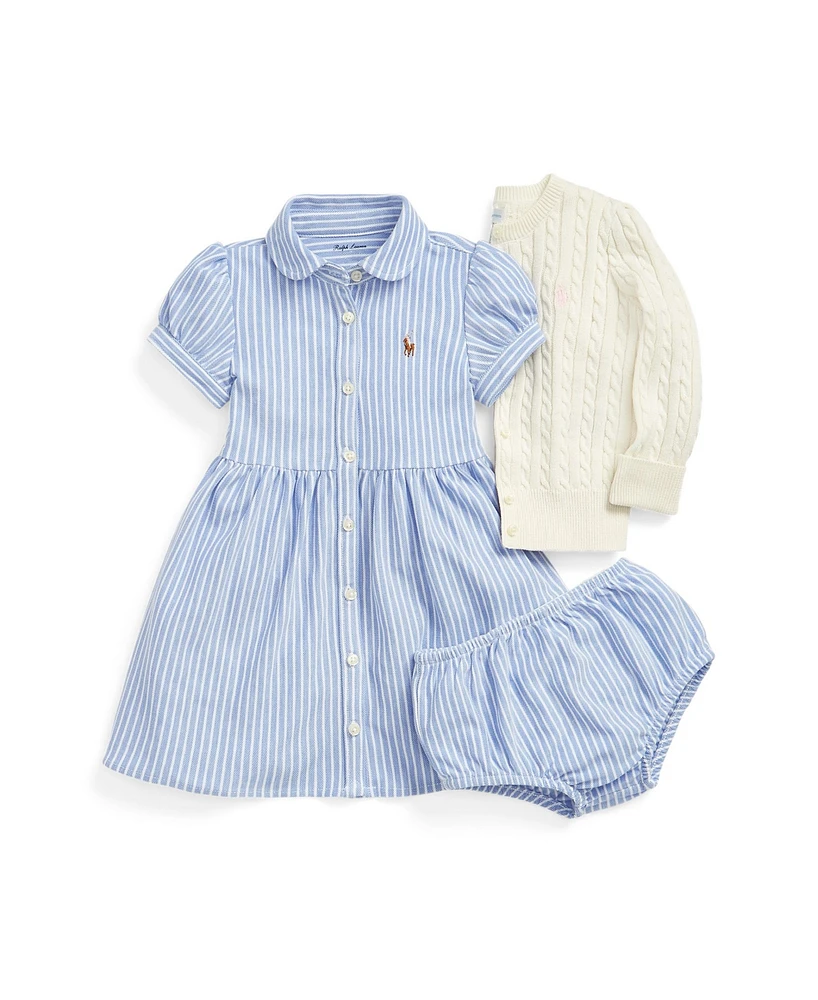 Polo Ralph Lauren Baby Girls Striped Knit Oxford Dress