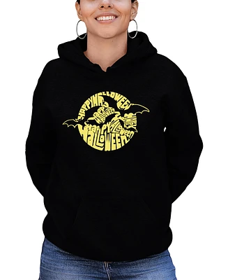 La Pop Art Women's Halloween Bats Word Art Hooded Sweatshirt