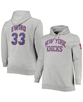 Men's Mitchell & Ness Patrick Ewing Heathered Gray New York Knicks Big and Tall Name and Number Pullover Hoodie