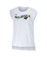 Women's Wear by Erin Andrews White Minnesota Wild Greetings From Muscle T-shirt