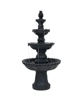 52"H Electric Fiberglass and Resin 4-Tier Pineapple Top Outdoor Water Fountain