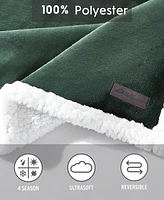 Eddie Bauer Solid Ultra Soft Plush Fleece Reversible Blanket