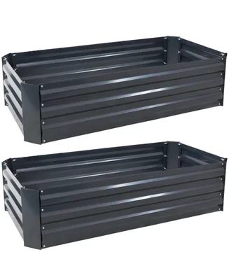 Raised Corrugated Galvanized Steel Rectangle Garden Bed for Plants, Vegetables, and Flowers