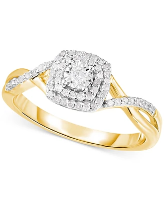 Diamond Swirled Shank Ring (1/5 ct. t.w.) 14k Gold-Plated Sterling Silver