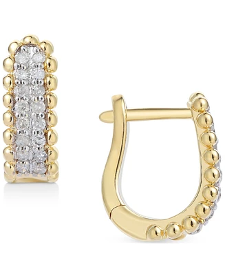 Diamond Bead Leverback Hoop Earrings (1/6 ct. t.w.) in Sterling Silver or 14k Gold-Plated Sterling Silver
