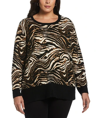 Ella Rafaella Plus Animal Print Slouchy Sweater