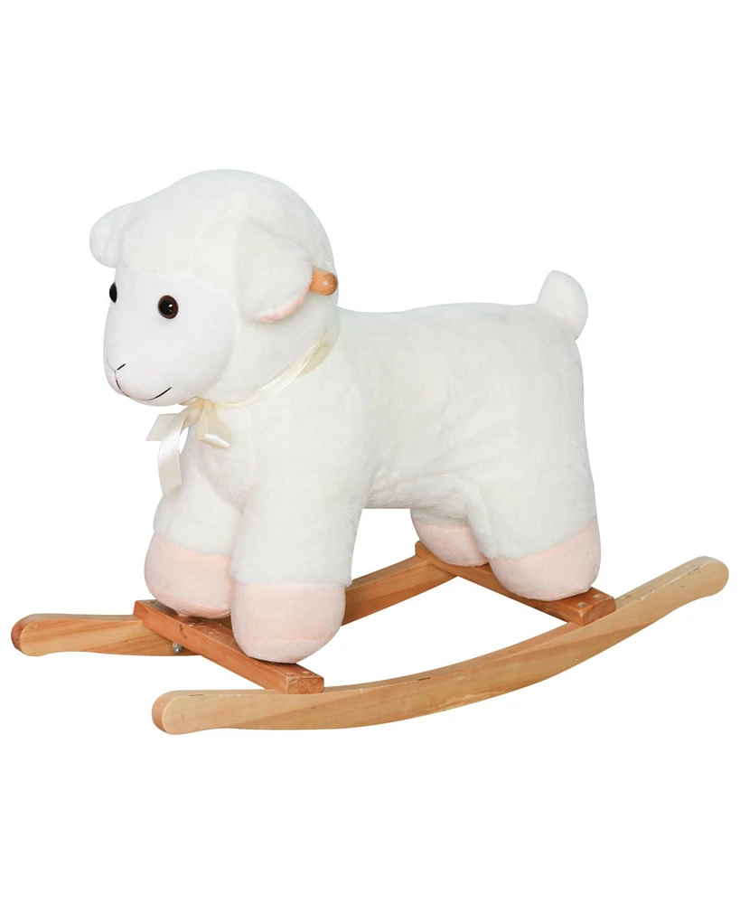Qaba Lamb Rocking Horse Sheep for Kids, Wooden Plush,