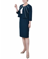 Ny Collection Petite Two Piece Jacket and Dress Set