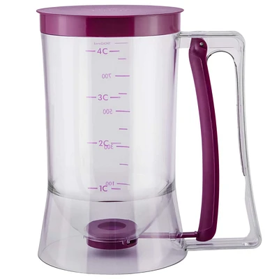 4 Cup Pancake Batter Dispenser with Squeeze Handle - Pancake Dispenser for Batter with Measuring Label