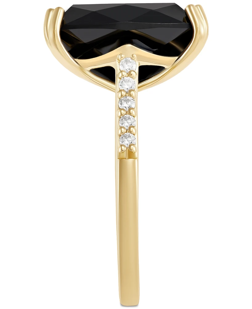Onyx (7-1/2 ct. t.w.) and Cubic Zirconia Statement Ring 14k Gold-Plated Sterling Silver