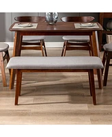 WestinTrends Mid Century Modern Solid Wood Upholstered Bench