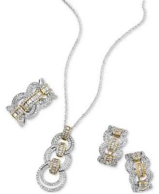 Effy Diamond Interlocking Circle Earrings Necklace Ring Collection In 14k Two Tone Gold