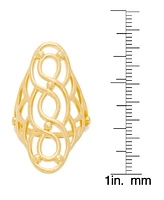 Macy's Gold Plated Shiny Polished Swirl Oval Open Design Ring