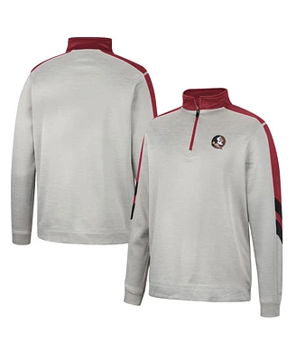 Men's Colosseum Gray and Garnet Florida State Seminoles Bushwood Fleece Quarter-Zip Jacket