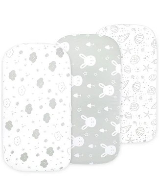 Bublo Baby Baby Baby Bassinet Sheet Set Girl, 3 Pack, Universal Fitted for Oval, Hourglass & Rectangle Bassinet Mattress