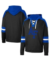 Men's Colosseum Black Air Force Falcons Lace-Up 4.0 Pullover Hoodie