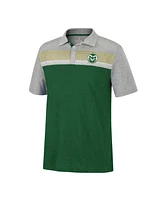Men's Colosseum Green, Heathered Gray Colorado State Rams Caddie Polo Shirt