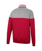Men's Colosseum Heathered Gray, Cardinal Oklahoma Sooners Be the Ball Quarter-Zip Top
