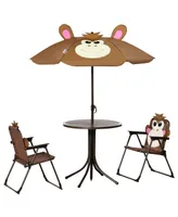 Outsunny Folding Kids Table and Chair Set for Garden, Backyard,