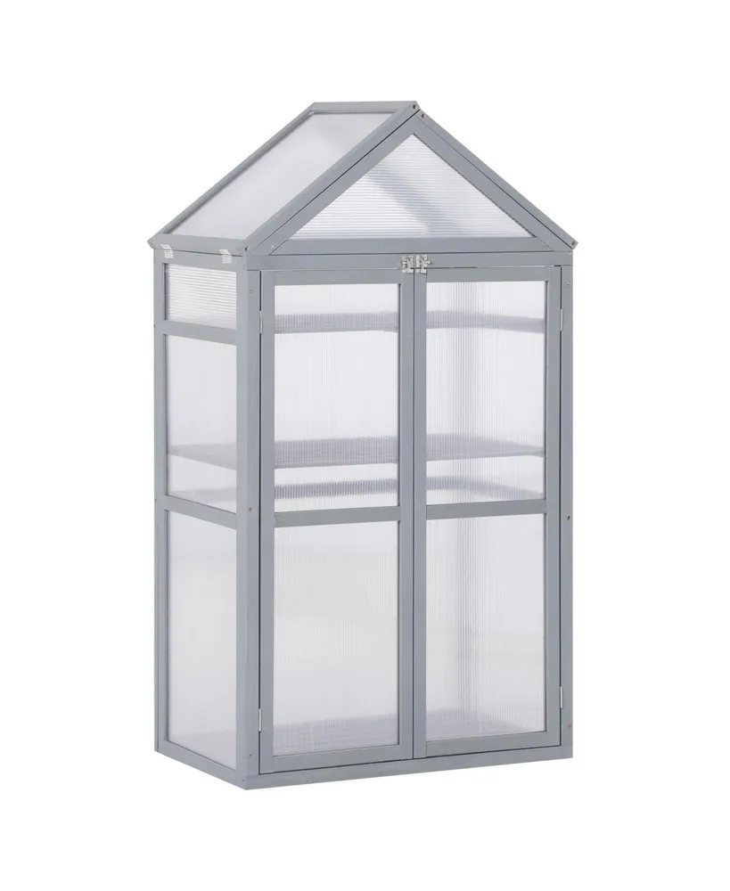 Outsunny 32" x 19" x 54" Wood Cold Frame house w/ Adjustable Shelves